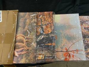 lot 35 image: Collection of 5 Wrapped Nature Canvas Art Pieces