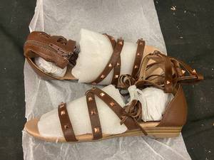 lot 46 image: 237 - Brown Studded Gladiator Sandals - Size 6