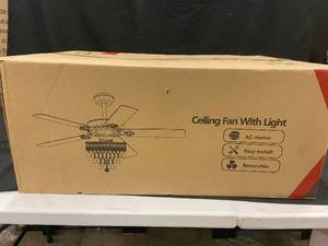 lot 52 image: 206 - Ceiling Fan with Light featuring AC Motor and Reversible Blades