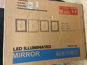 lot 59 image: 201 - LED Illuminated Bathroom Mirror with Anti-Fog & Dimmable Features - 28 x 36
