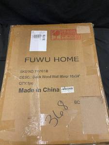 lot 71 image: 175 - FUWU HOME Black Wood Wall Mirror 18x24