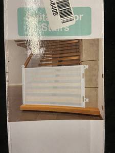 lot 163 image: New Black Retractable Baby Safety Gate for Stairs