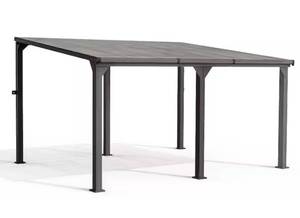 lot 5 image: 10ft x 14ft Gray aluminum Frames Wall Mount Gazebo
