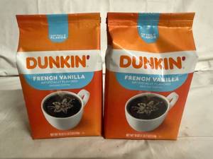 2 Bags of Dunkin French Vanilla Ground Coffee