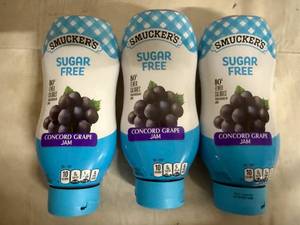 lot 132 image: 4 Bottles of Smuckers Sugar Free Grape Jam
