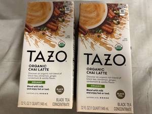 lot 145 image: 2 Bottles of Tazo Organic Chai Latte
