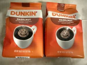 lot 180 image: 2 Bags of Dunkin Hazelnut Ground Coffee