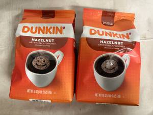 lot 182 image: 2 Bags of Dunkin Hazelnut Ground Coffee