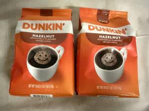 lot 184 image: 2 Bags of Dunkin Hazelnut Ground Coffee