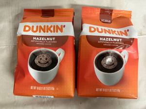 lot 185 image: 2 Bags of Dunkin Hazelnut Ground Coffee