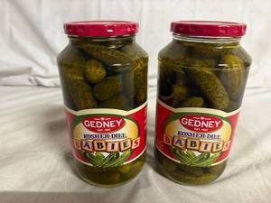 lot 203 image: 2 Jars of Gedney Kosher Dill Baby Pickles