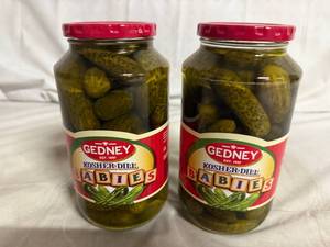 lot 206 image: 2 Jars of Gedney Kosher Dill Baby Pickles
