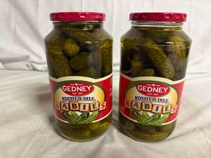lot 207 image: 2 Jars of Gedney Kosher Dill Baby Pickles