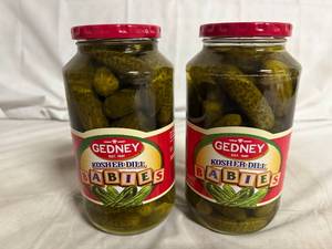 lot 208 image: 2 Jars of Gedney Kosher Dill Baby Pickles