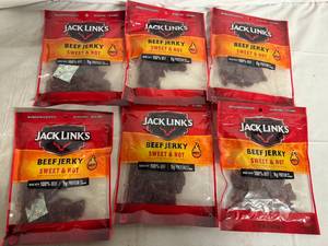 lot 219 image: 6 Bags of Jack Links Sweet and Hot Beef Jerky