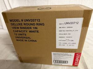 lot 59 image: 12 Universal 1in White Round Ring Binders