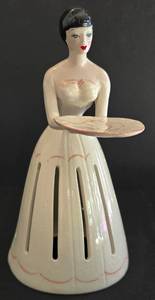 lot 79 image: Vintage Ceramic Lady with Tray Napkin Holder