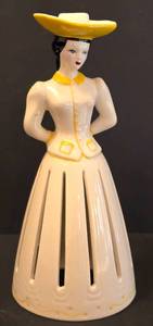lot 85 image: Tall Vintage California Pottery Porcelain Lady Napkin Holder