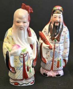 lot 129 image: Pair of Vintage Chinese Figures, Shou Longevity & Lu Fortune