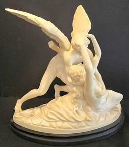 lot 131 image: Signed H. Santini Classic Figure Replica, Psyche Revived by Cupids Kiss