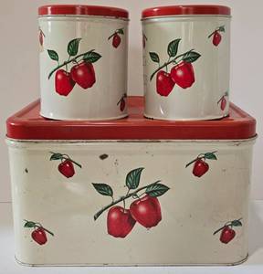 lot 165 image: Cute Vintage Decoware Bread Box & Canister Set