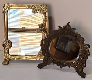 lot 191 image: Pair of Vintage Dresser-Top Mirrors including a Vintage Art Nouveau Dresser Top Mirror