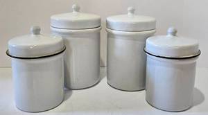 lot 197 image: Vintage Enamel Canister Set