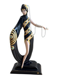 lot 3 image: Franklin Mint House of Erte Pearls and Emeralds Limited Edition Figurine