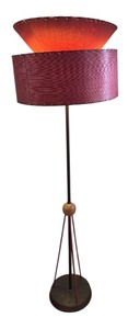 lot 6 image: Mid Century Modern Floor Lamp with Red Fiberglass Shade