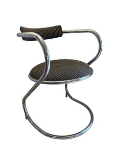 lot 10 image: Vintage Cantilever Chair with Black Upholstery