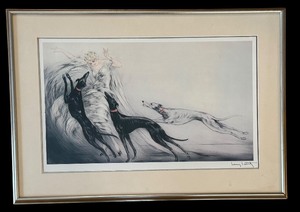lot 22 image: Framed Erte Print with Greyhounds