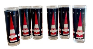 lot 42 image: Set of 6 Vintage 1960s Holt Howard Santa Glass Tumblers