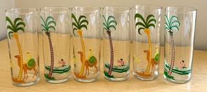 lot 55 image: Set of 6 Vintage Libbey Tropical Tom Collins Glass Tumblers, 6