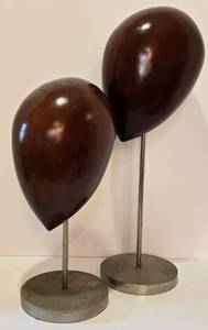lot 313 image: Pair of Vintage Solid Wood & Steel HatWig Forms