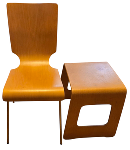 lot 366 image: Single Danish Style Chair  Ikea Benjamin Birch Plywood Stool