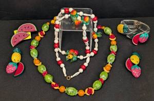 lot 224 image: Fun Vintage Fruit Necklaces and Earrings