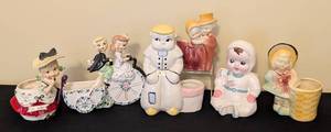 lot 237 image: Vintage Painted Porcelain Children Figurine Vases