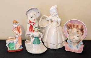lot 247 image: Assorted Painted Porcelain Lady Vases
