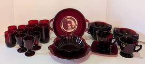lot 249 image: Vintage Cranberry Glassware  Vintage Royal Ruby Glassware