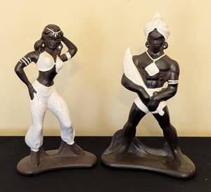 lot 254 image: Pair of Vintage Treasure Craft Ceramic Arabian Genie Dancer Figurines