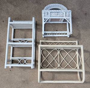 lot 278 image: Three Vintage Wicker Wall Shelves