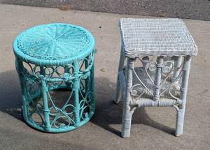 lot 282 image: Pair of Vintage Painted Wicker Side Tables