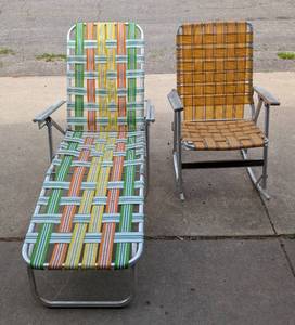 lot 306 image: Vintage Aluminum Lounge Chair and Rocker