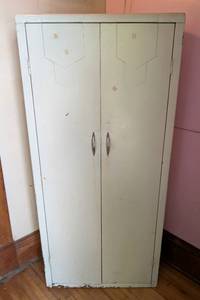 lot 308 image: Vintage Two Door Metal Storage Cabinet