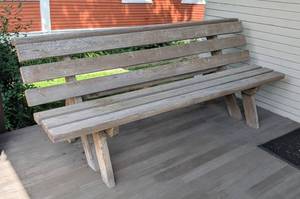 lot 341 image: Large Wood Outdoor Bench
