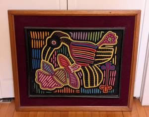 lot 352 image: Framed Kuna Mola Textile