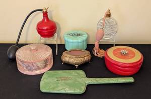 lot 362 image: Vintage Perfume Bottles and Dresser Boxes