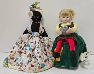 lot 398 image: Pair of Vintage Reversible Stuffed Dolls