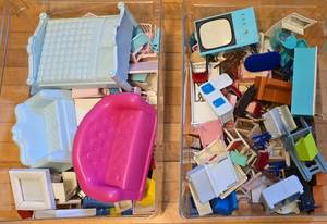 lot 402 image: Two Boxes of Plastic Doll Furniture