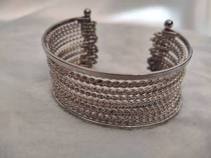 lot 16 image: Silver Plated Multi-Band Cuff Bracelet Stamped 925